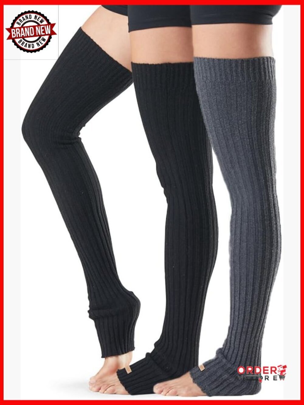 Knit Leg Warmers for Ballet Yoga Dance - Cable Knit Thigh High